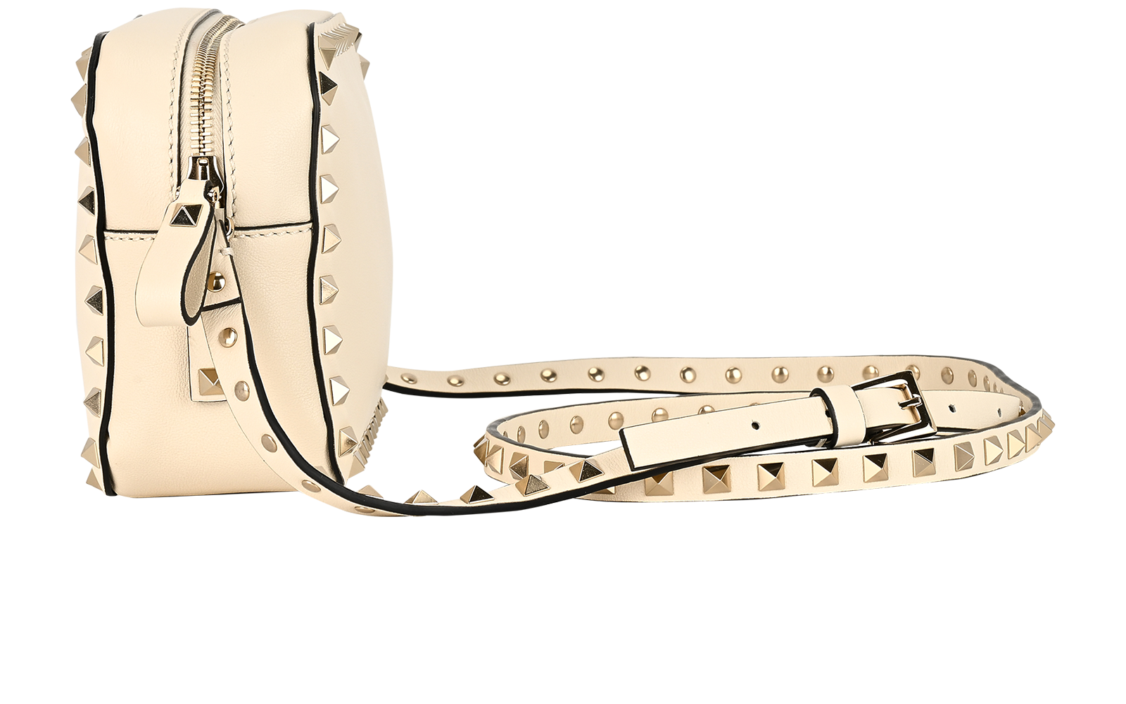 Rockstud Camera Bag, &pound;495, Handbags, White, Leather, Bottom view